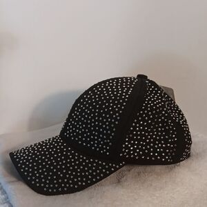 Bon Voyage Black Rhinestone Studded Cap